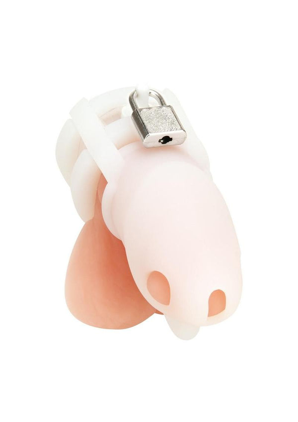 Blue Line Silicone Cock Cage with Ball Divider - White - Small - 2in