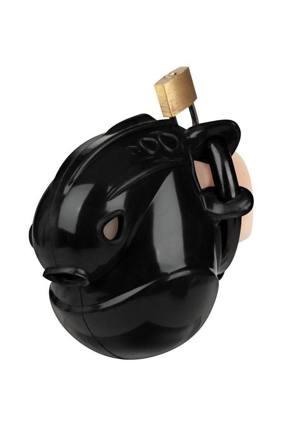 Blueline Full Restraint Silicone Cock and Balls Chastity Device 100% Coverage - Black