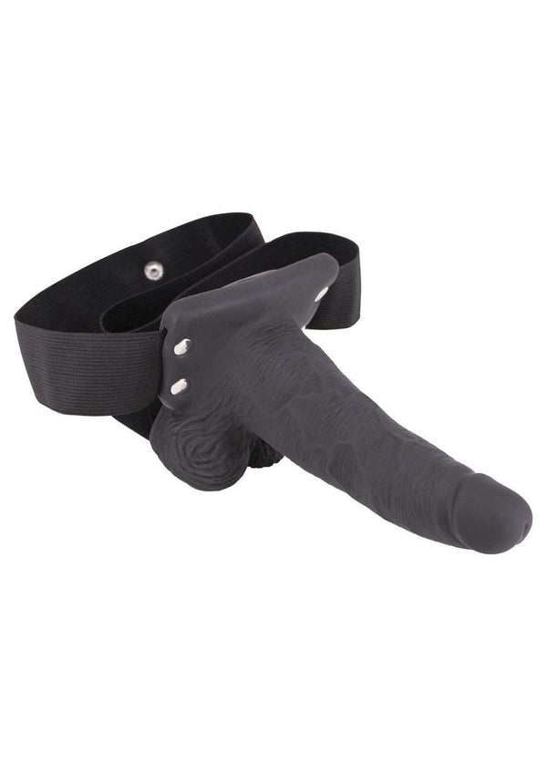 Erection Assistant Hollow Vibrating Strap-On - Black - 6in