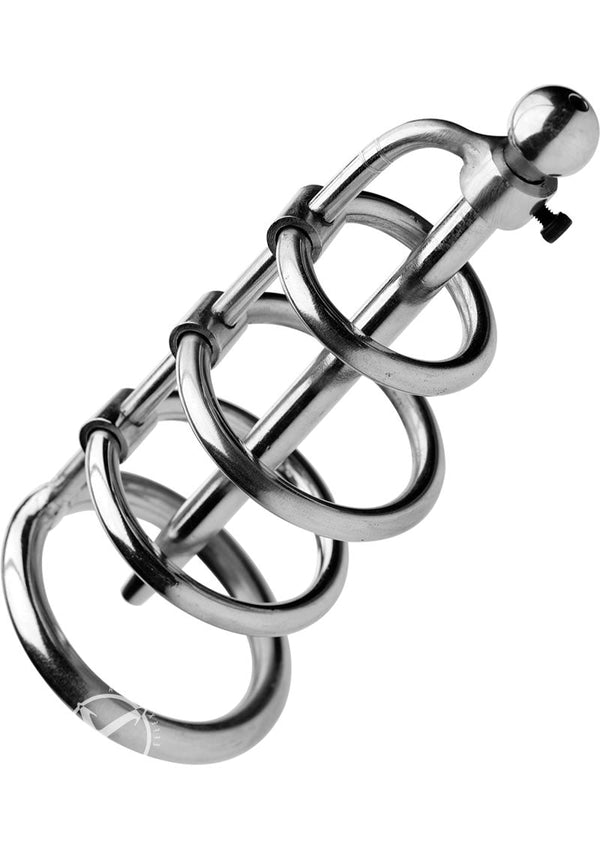 Master Series Gates Of Hell Stainless Steel Adjustable Cum Through Sound Cage - Gray/Silver