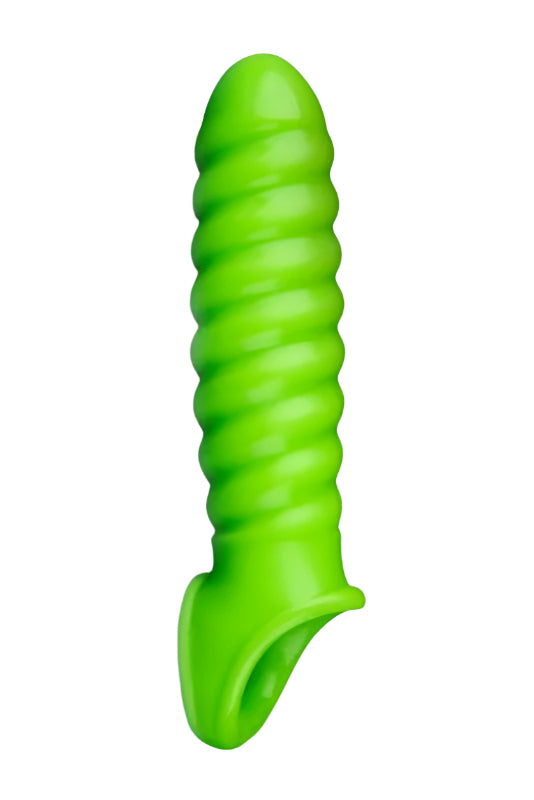 Ouch! Swirl Strechy Penis Sleeve - Glow In The Dark/Green