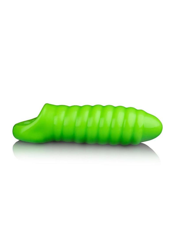 Ouch! Swirl Thick Stretchy Penis Sleeve - Glow In The Dark/Green