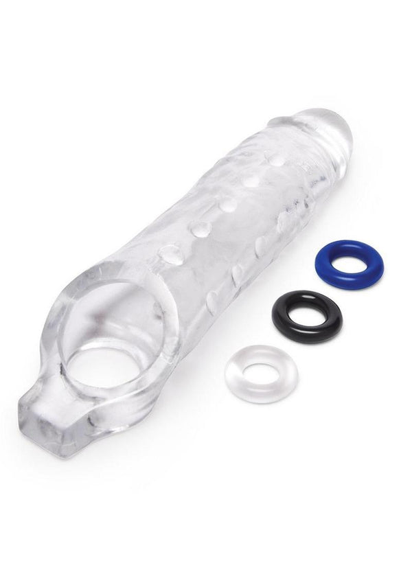 Studded Clear View Penis Extender with Ball Loop-Size Up