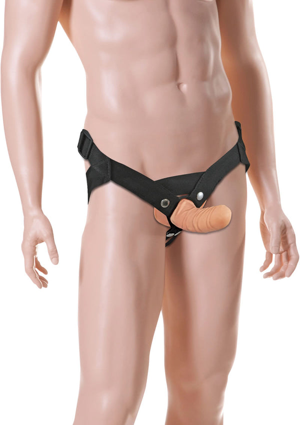 Sportsheets Everlaster Stud Hollow Dong with Strap-On Harness - Black/Vanilla
