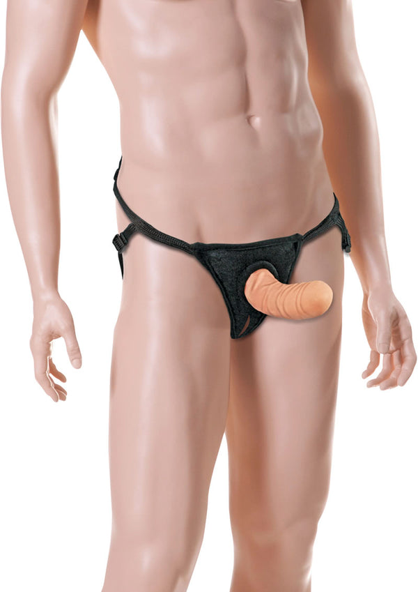 Sportsheets Everlaster Wishbone Hollow Dong with Strap-On Harness - Black/Vanilla