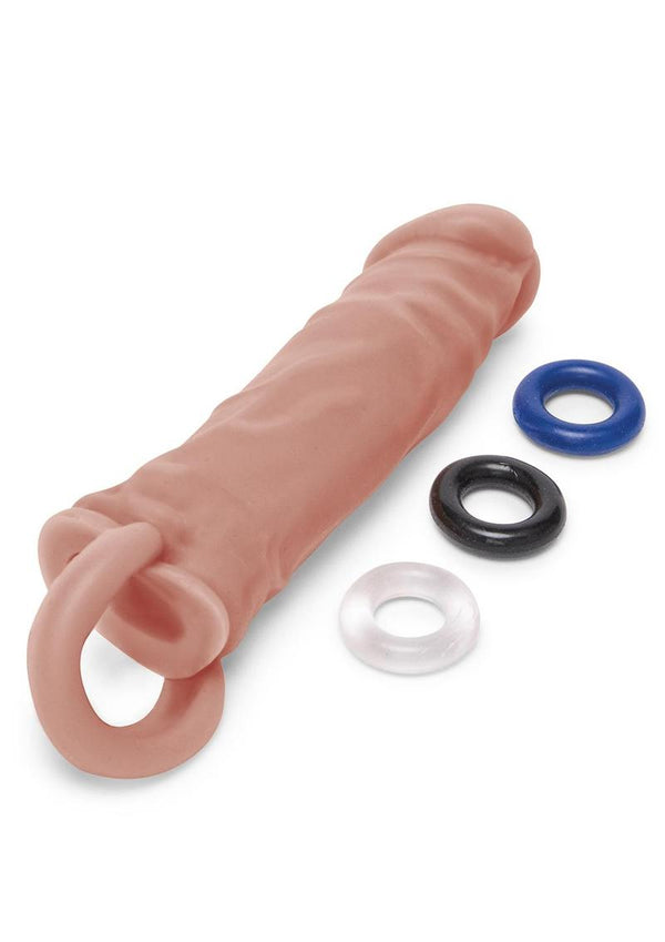 Realistic Penis Extender with Ball Loop-Size Up Brown/Tan