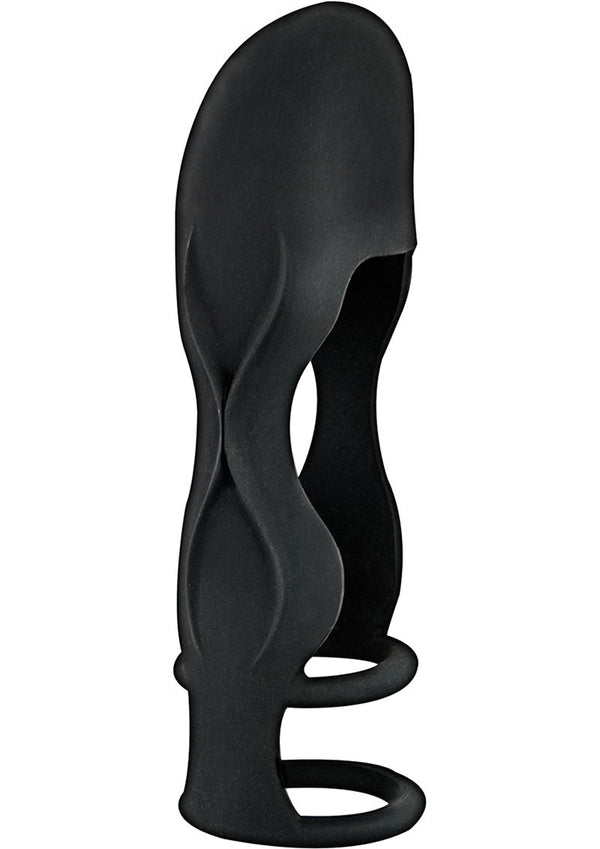 Mack Tuff Sleek Penis Sheath Silicone Sleeve Cock Ring - Black