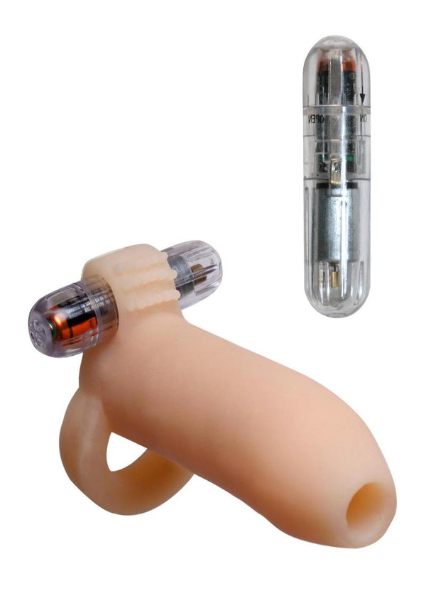 Ready-4-Action Toyz Real Feel Vibrating Penis Enhancer - Flesh/Vanilla